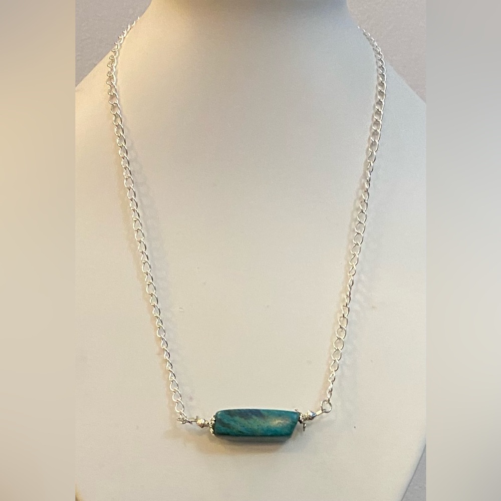 NEW Yellow Turquoise nugget with silver plated cable chain necklace